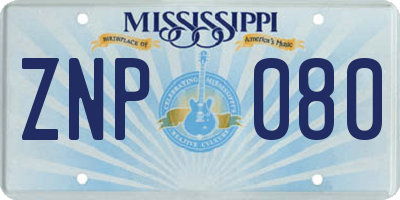 MS license plate ZNP080