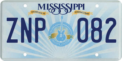 MS license plate ZNP082
