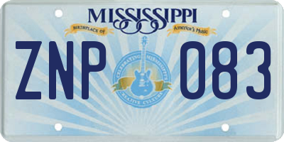 MS license plate ZNP083
