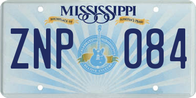 MS license plate ZNP084