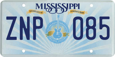 MS license plate ZNP085