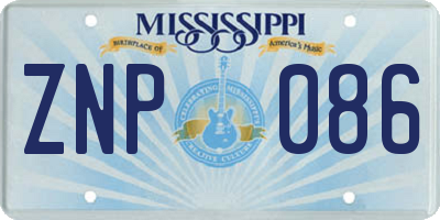 MS license plate ZNP086