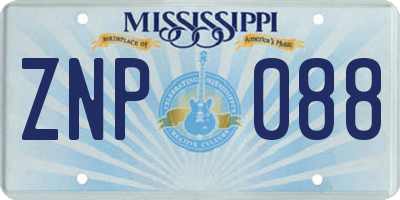 MS license plate ZNP088