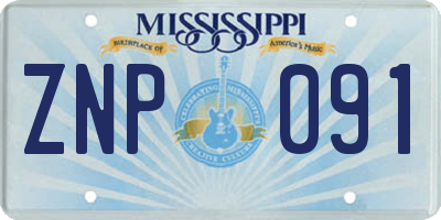 MS license plate ZNP091