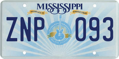 MS license plate ZNP093