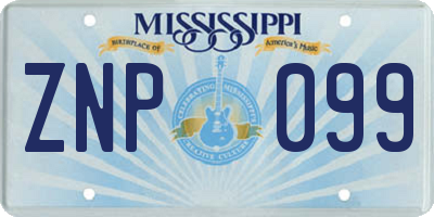MS license plate ZNP099