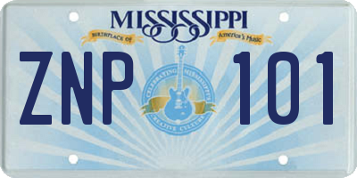 MS license plate ZNP101