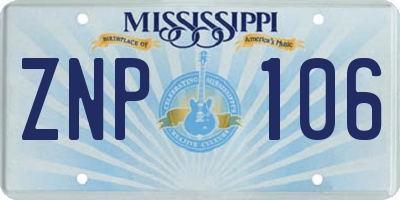 MS license plate ZNP106