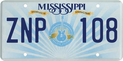 MS license plate ZNP108