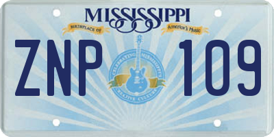 MS license plate ZNP109
