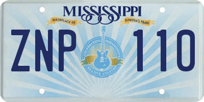 MS license plate ZNP110