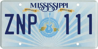 MS license plate ZNP111