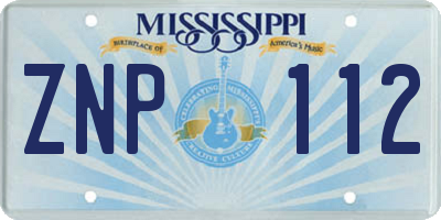 MS license plate ZNP112