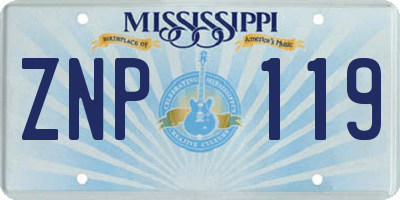 MS license plate ZNP119