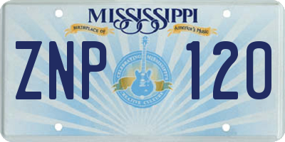 MS license plate ZNP120