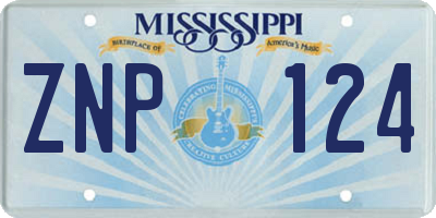 MS license plate ZNP124