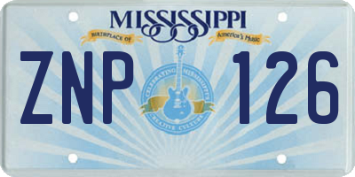 MS license plate ZNP126