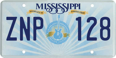 MS license plate ZNP128