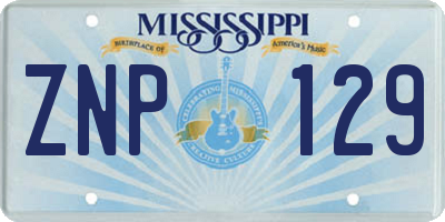 MS license plate ZNP129