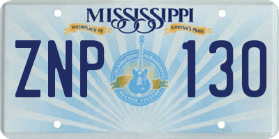 MS license plate ZNP130
