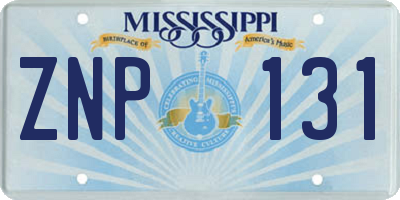 MS license plate ZNP131