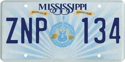 MS license plate ZNP134