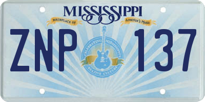 MS license plate ZNP137
