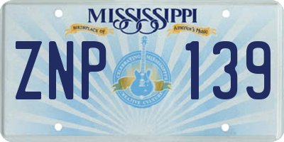 MS license plate ZNP139