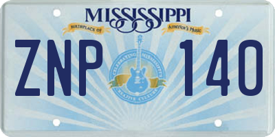 MS license plate ZNP140