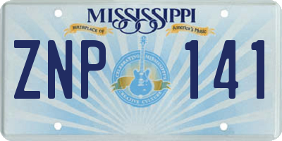 MS license plate ZNP141
