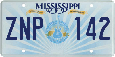 MS license plate ZNP142