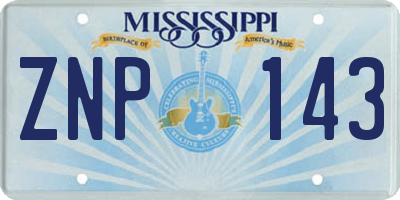 MS license plate ZNP143