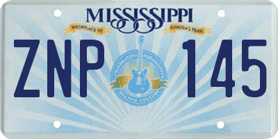 MS license plate ZNP145