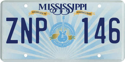 MS license plate ZNP146