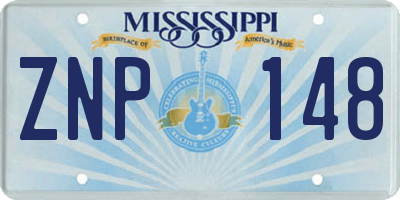 MS license plate ZNP148