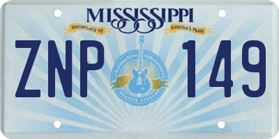 MS license plate ZNP149