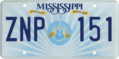 MS license plate ZNP151