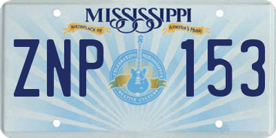 MS license plate ZNP153
