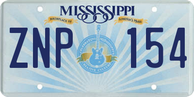 MS license plate ZNP154