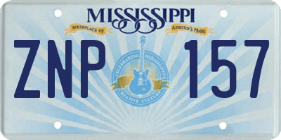 MS license plate ZNP157