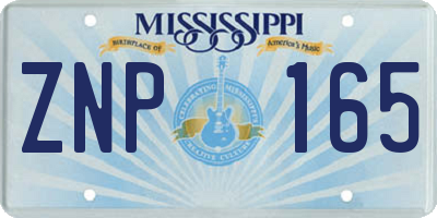 MS license plate ZNP165