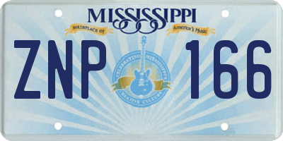 MS license plate ZNP166
