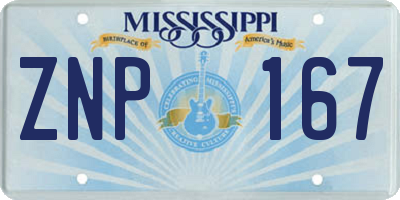 MS license plate ZNP167