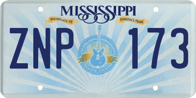 MS license plate ZNP173