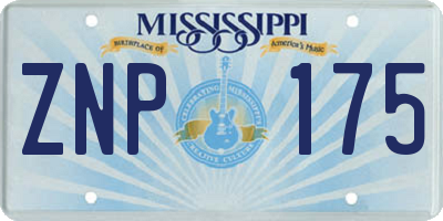 MS license plate ZNP175