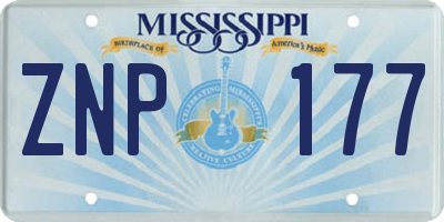 MS license plate ZNP177