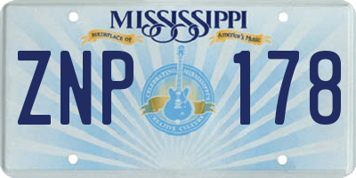 MS license plate ZNP178