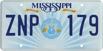 MS license plate ZNP179