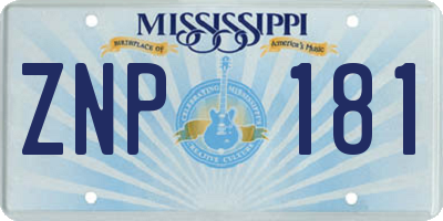 MS license plate ZNP181