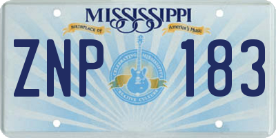 MS license plate ZNP183